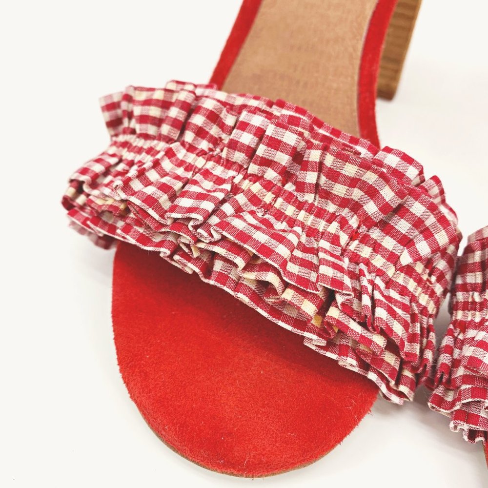 Jeffrey Campbell Red Gingham Lindsay Sandal - Picture 5 of 11